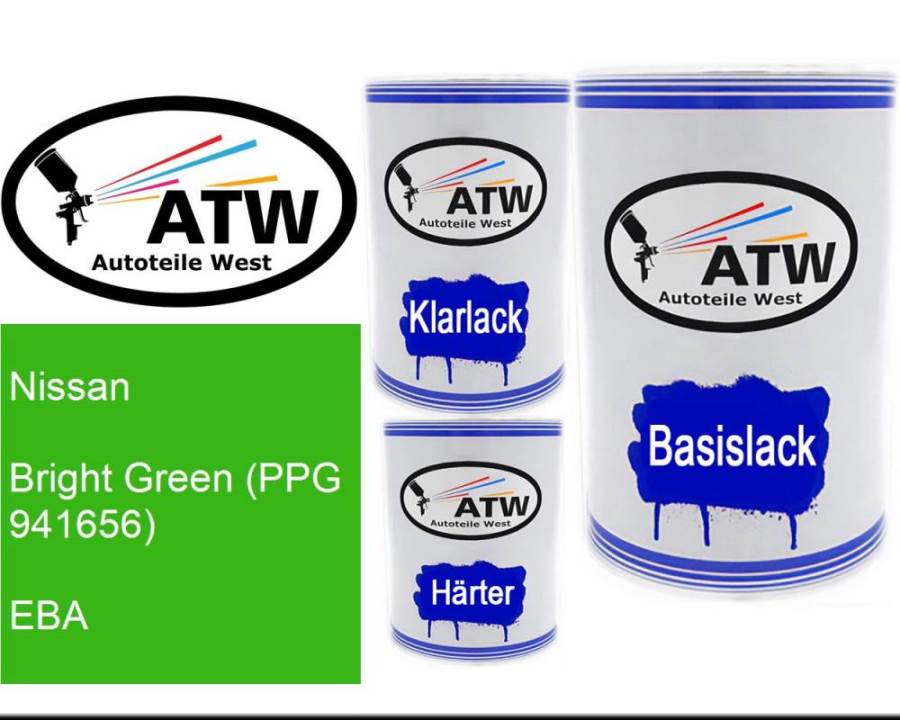Nissan, Bright Green (PPG 941656), EBA: 500ml Lackdose + 500ml Klarlack + 250ml Härter - Set, von ATW Autoteile West.